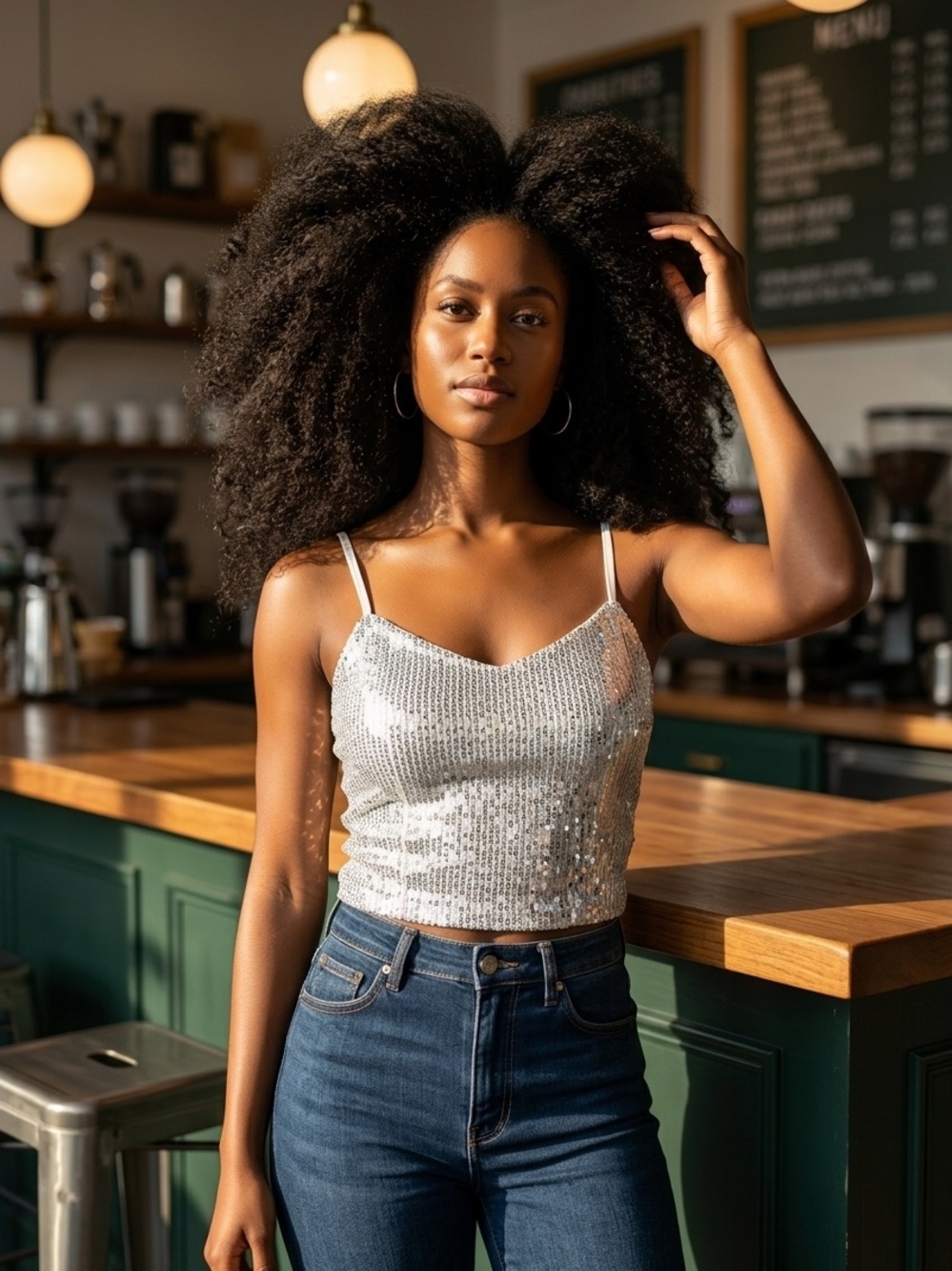 Silver Sequin Cami Tank Top - Women